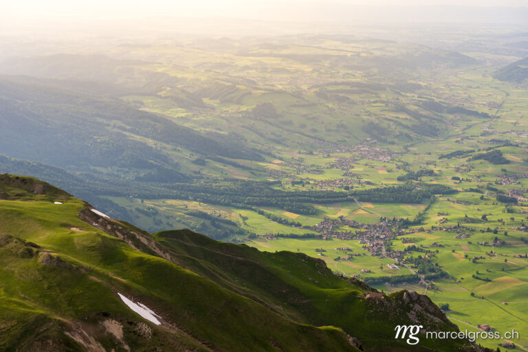 . View from Stockhorn to Blumenstein and Wattenwil in sunset mood. Marcel Gross Photography