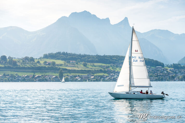 . Sailing ship on Lake Thun in front of the Stockhorn. Marcel Gross Photography