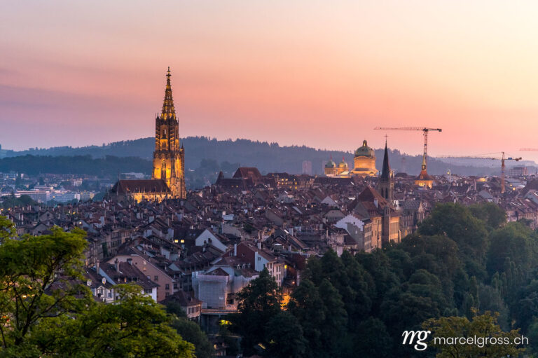 Bern pictures. Sunset over the historic city of Bern, Switzerland. Marcel Gross Photography