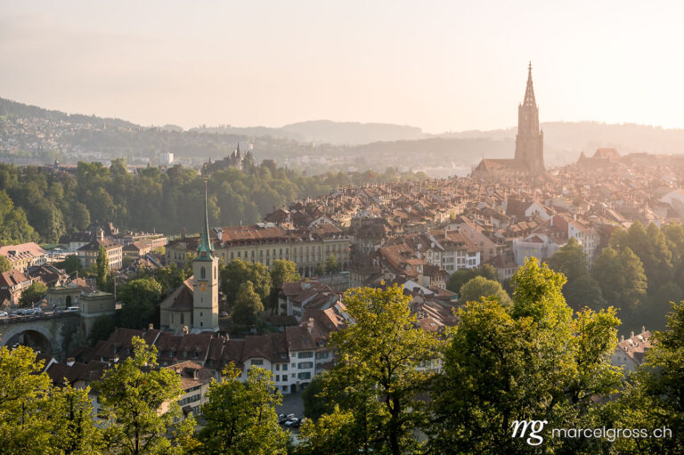 Bern Bilder. warm afternoon light over the historic city of Bern, Switzerland. Marcel Gross Photography