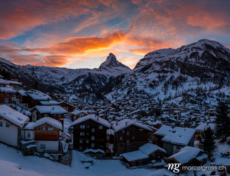 . Zermatt and Matterhorn in the Alps of Switzerland on a wonderful sunset. Marcel Gross Photography