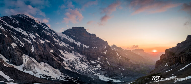 . view from Gspaltenhornhütte through Kiental Valley into the sunset. Marcel Gross Photography