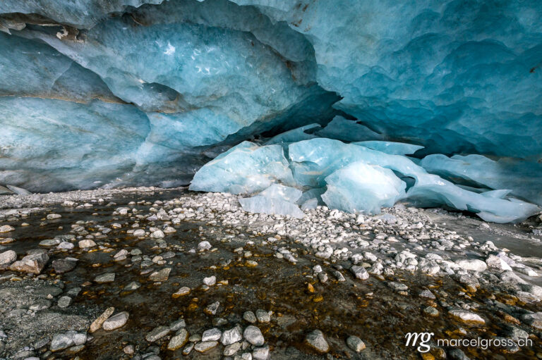 . ice cave in Glacier in Switzerland. Marcel Gross Photography