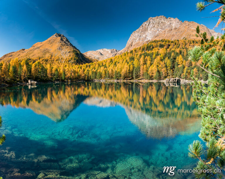 Herbstbild Schweiz. Lago di Saoseo im Herbst, Puschlav, Schweiz. Marcel Gross Photography