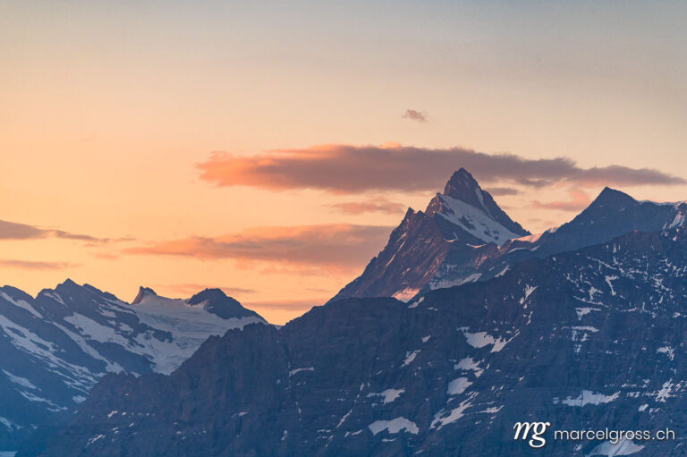 . Morgenstimmung über dem Schreckhorn in den Berner Alpen. Marcel Gross Photography