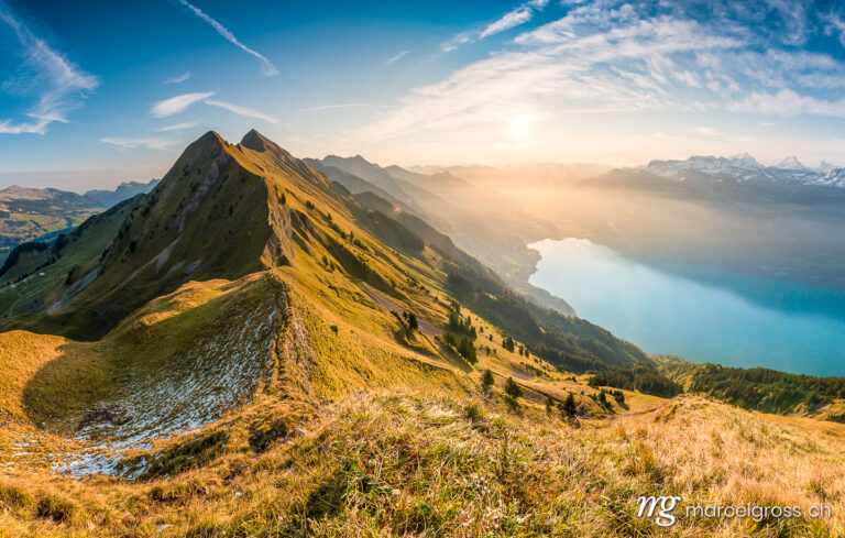 Autumn picture Switzerland. Panoramic view over Lake Brienz. Marcel Gross Photography