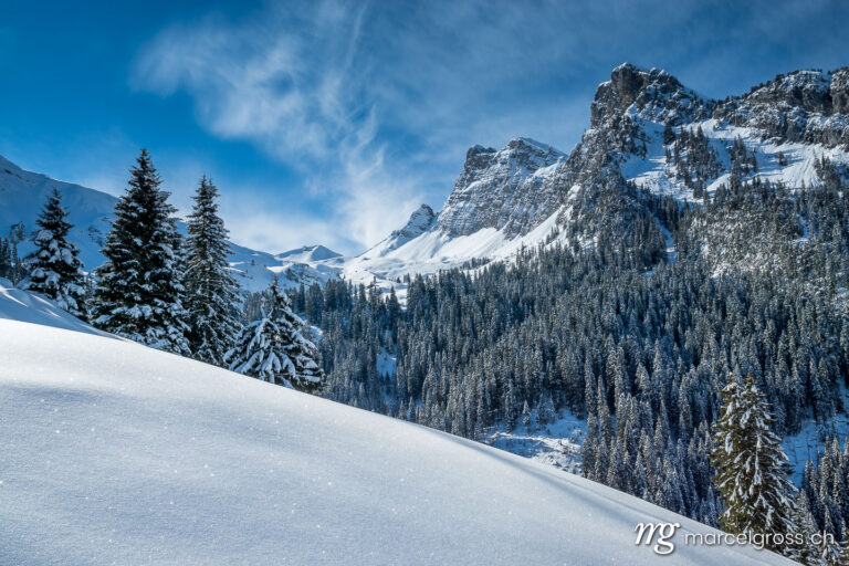 . Snowshoeing in the Diemtig Valley, Bernese Oberland. Marcel Gross Photography