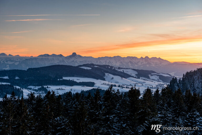 . winter sunset in the Bernese Alps. Marcel Gross Photography