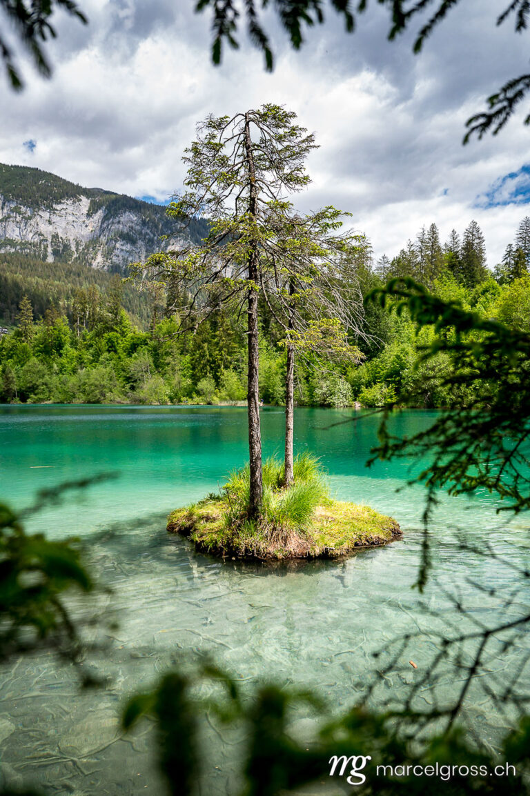 . beautiful island with fir trees in turquoise mountain lake. Marcel Gross Photography