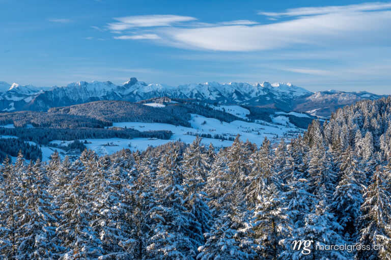 . alpine ridge with peak of Stockhorn and Linden in Emmental in winter. Marcel Gross Photography