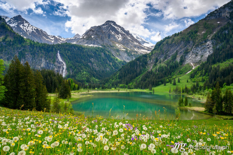 Summer picture Switzerland. idyllic Lake Lauenensee with Wildhorn in spring, Bernese Alps, Switzerland. Marcel Gross Photography