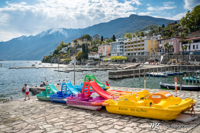 Ticino pictures. picturesque town of Ascona at Lago Maggiore, Ticino with colorful padalos. Marcel Gross Photography