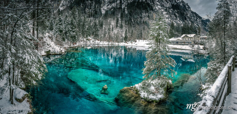 Panorama pictures Switzerland. Blausee in winter, Kandersteg, Bernese Oberland. Marcel Gross Photography