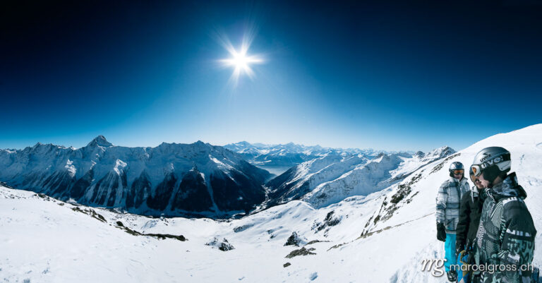 Panorama pictures Switzerland. skiing in Loetschental, Swiss Mountains. Marcel Gross Photography