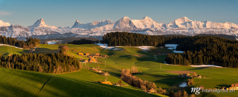 Emmental pictures. Panoramic view of the Bernese Alps from Emmental. Marcel Gross Photography