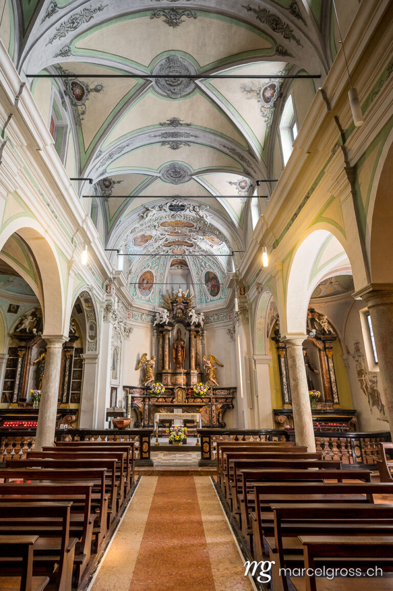 Ticino pictures. Interior of the Church Chiesa Parrocchiale di Sant'Abbondio in Collina d'Oro in Ticino. Marcel Gross Photography