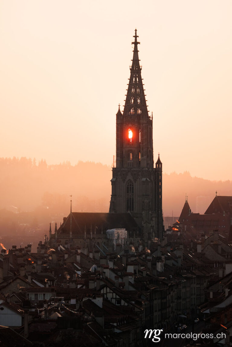 City of Bern pictures. Bern Minster at sunset. Marcel Gross Photography
