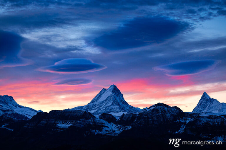Berner Oberland Bilder. epischer Sonnenaufgang über Schreckhorn. Marcel Gross Photography