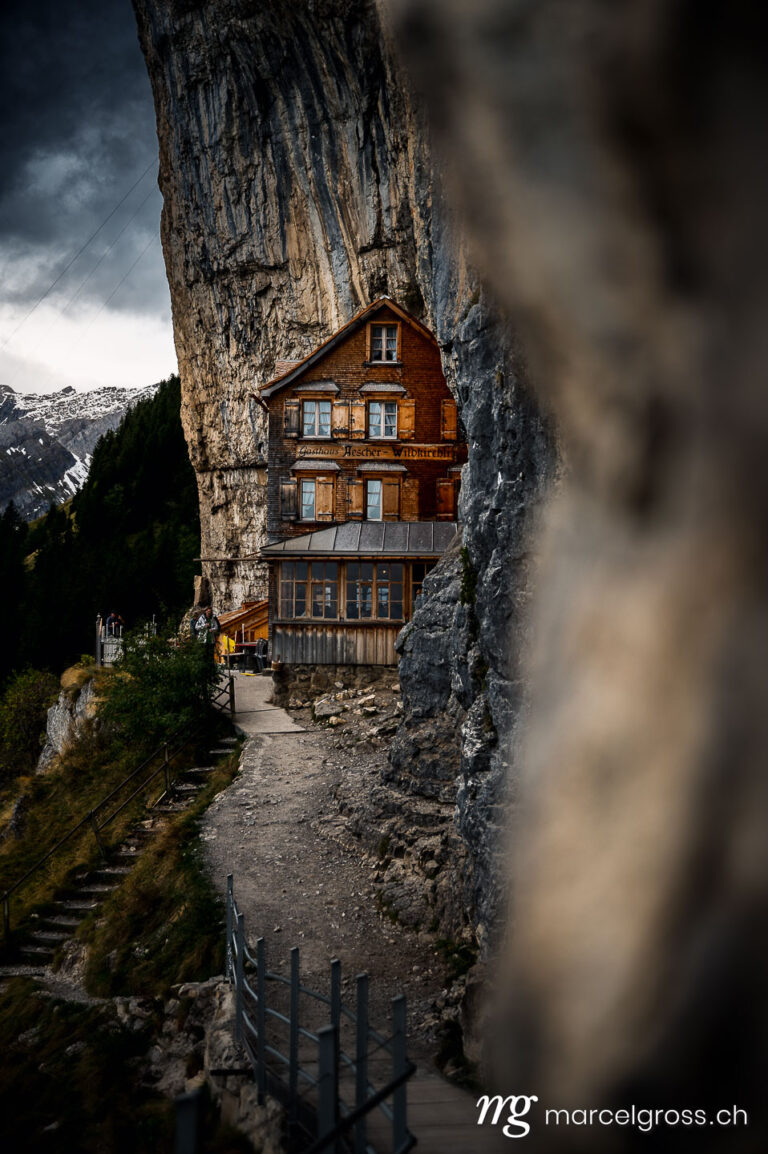 Eastern Switzerland pictures. famous mountain hut of Aescher in Appenzell on a moody day. Marcel Gross Photography