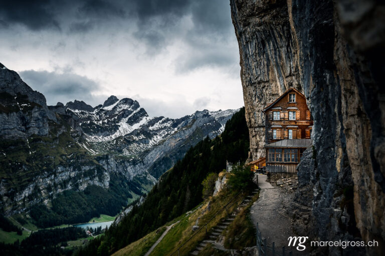 Ostschweiz Bilder. famous mountain hut of Aescher in Appenzell on a moody day. Marcel Gross Photography