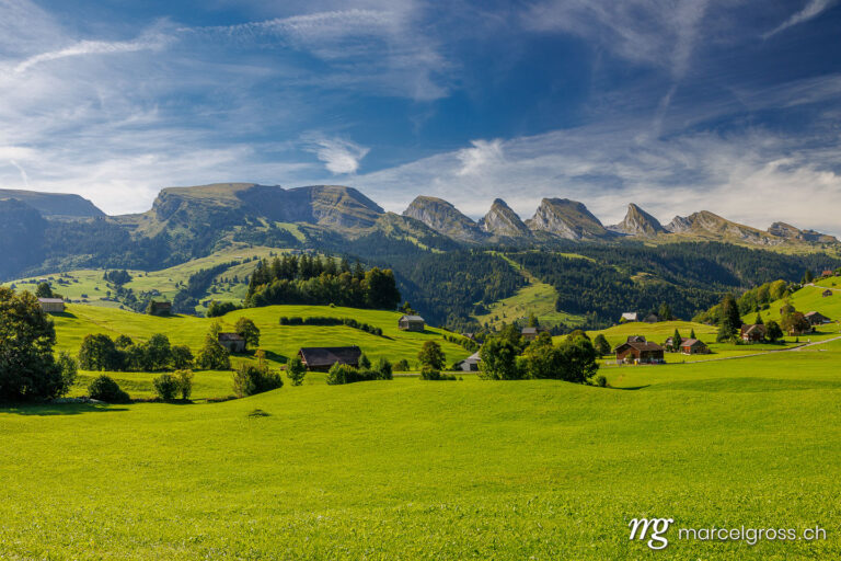 Eastern Switzerland pictures. picture perfect Toggenburg valley with Churfirsten mountains. Marcel Gross Photography