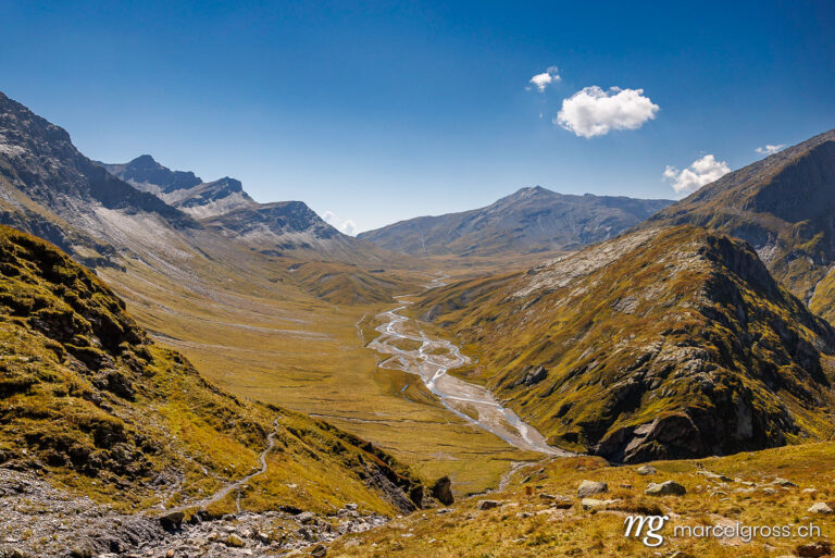 Graubünden pictures. Alpine valley of Greina Plateau in Surselva, Switzerland. Marcel Gross Photography